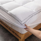 Drovan Mattress Pad Full Size - Extra Thick Mattress Cover - Pillow Top Deep Pocket With Breathable 7D Spiral Fiber Filling Cool