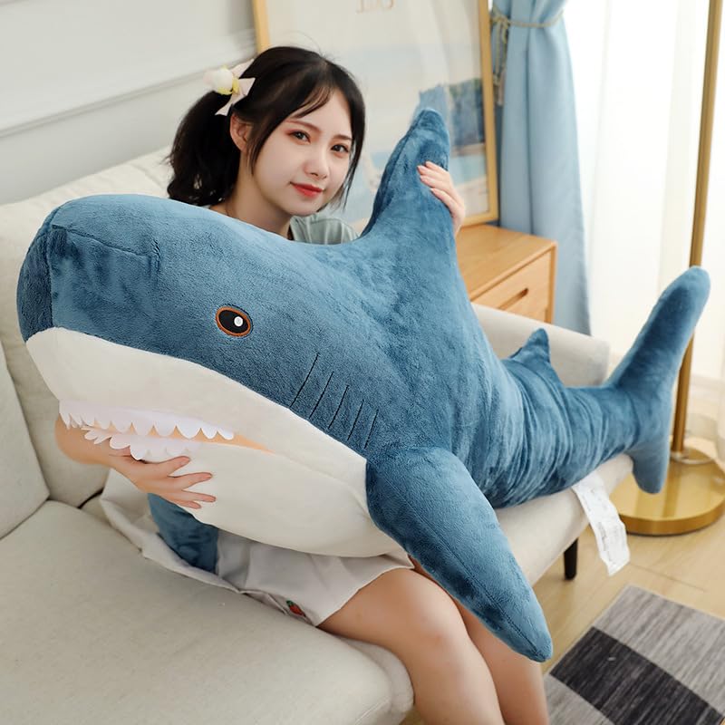 39Inch Giant Plush Shark Toy Pillow,3D Giant Shark Stuffed Animal,Soft Shark Cushion Pillow Shark Stuffed Toy Throw Pillow For C