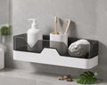 WallMounted Bathroom Shelf Organiser, NoDrill, White And Grey