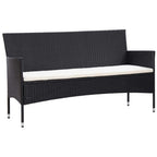 vidaXL 5 Piece Patio Furniture Set – 3-Seater, 2-Seater Sofas, 2 Armchairs, Coffee Table – PE Rattan, Powder-Coated Steel – Black and Cream White