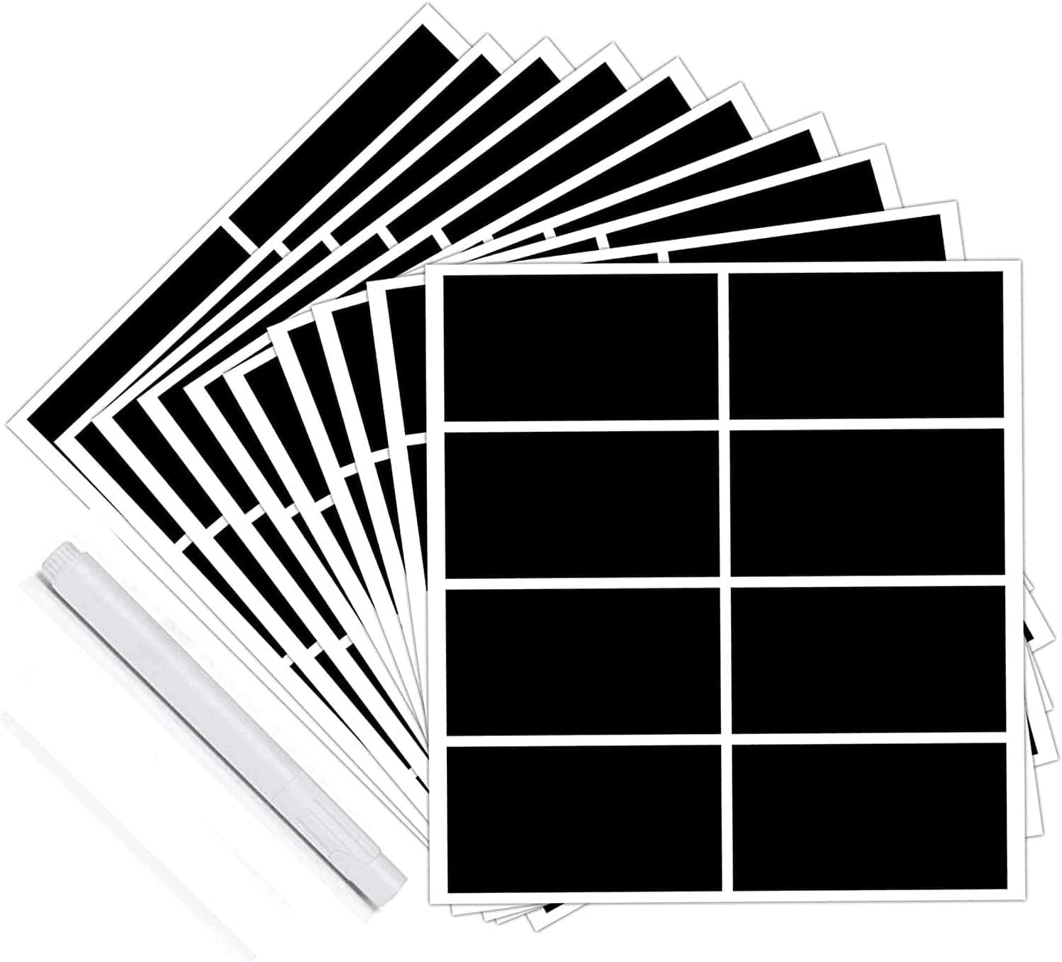 Reusable Chalkboard Organization And Storage Labels,80 Rectangle Shape Mason Jars Labels 3 X 1.6 Inch Canisters Labels With 1 Ch