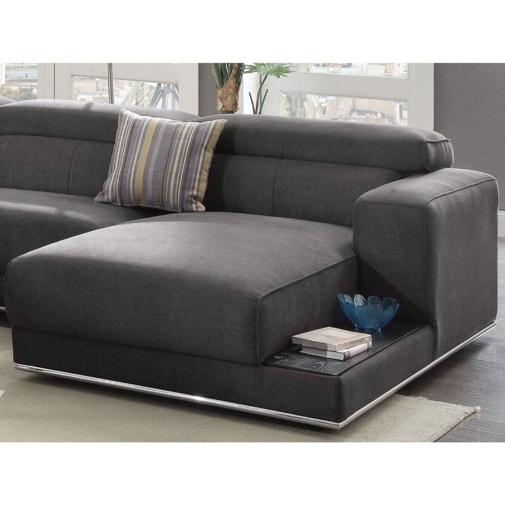 acme Alwin Modular - Right Arm Facing Chaise, Dark Gray Fabric/Dark Gray Fabric/Contemporary/Casual