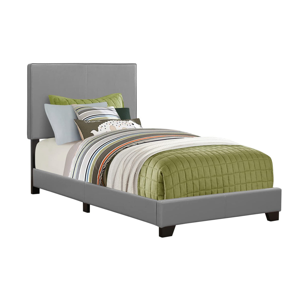 Monarch specialties , Bed, Leather-Look, Silver, Twin