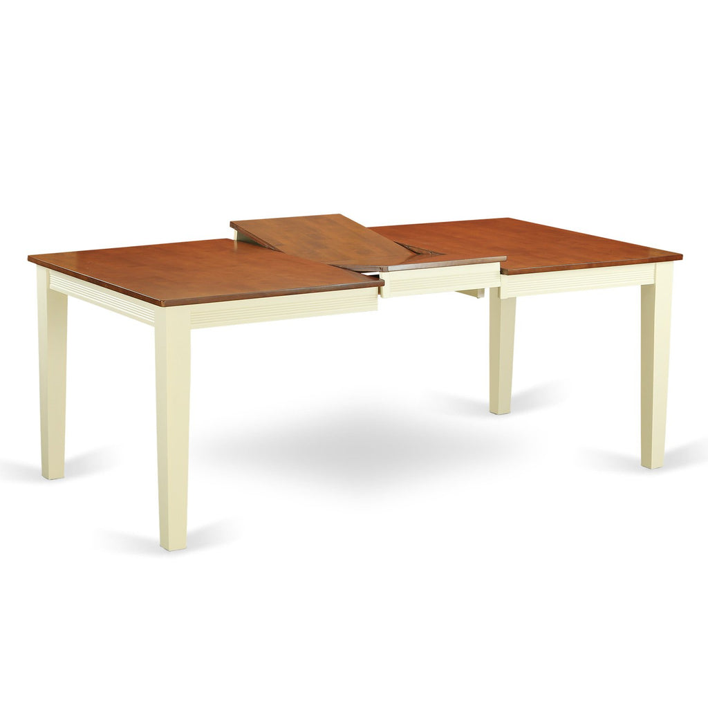 East West Furniture QUNI7-WHI-W 7 Piece Kitchen Table Set Consist of a Rectangle Dining Table with Butterfly Leaf and 6 Dining Chairs, 40x78 Inch, Buttermilk & Cherry