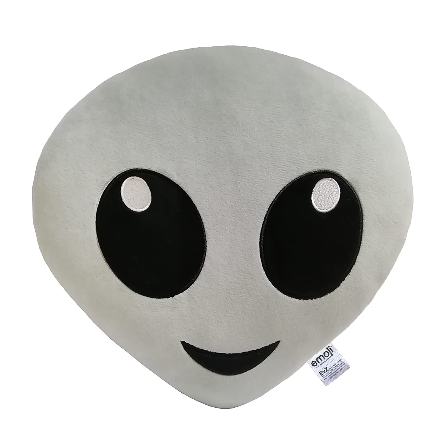 Emoji Alien Face Emoticon Cushion Stuffed Plush Soft Pillow, Official Certified, Evz 31Cm Gray