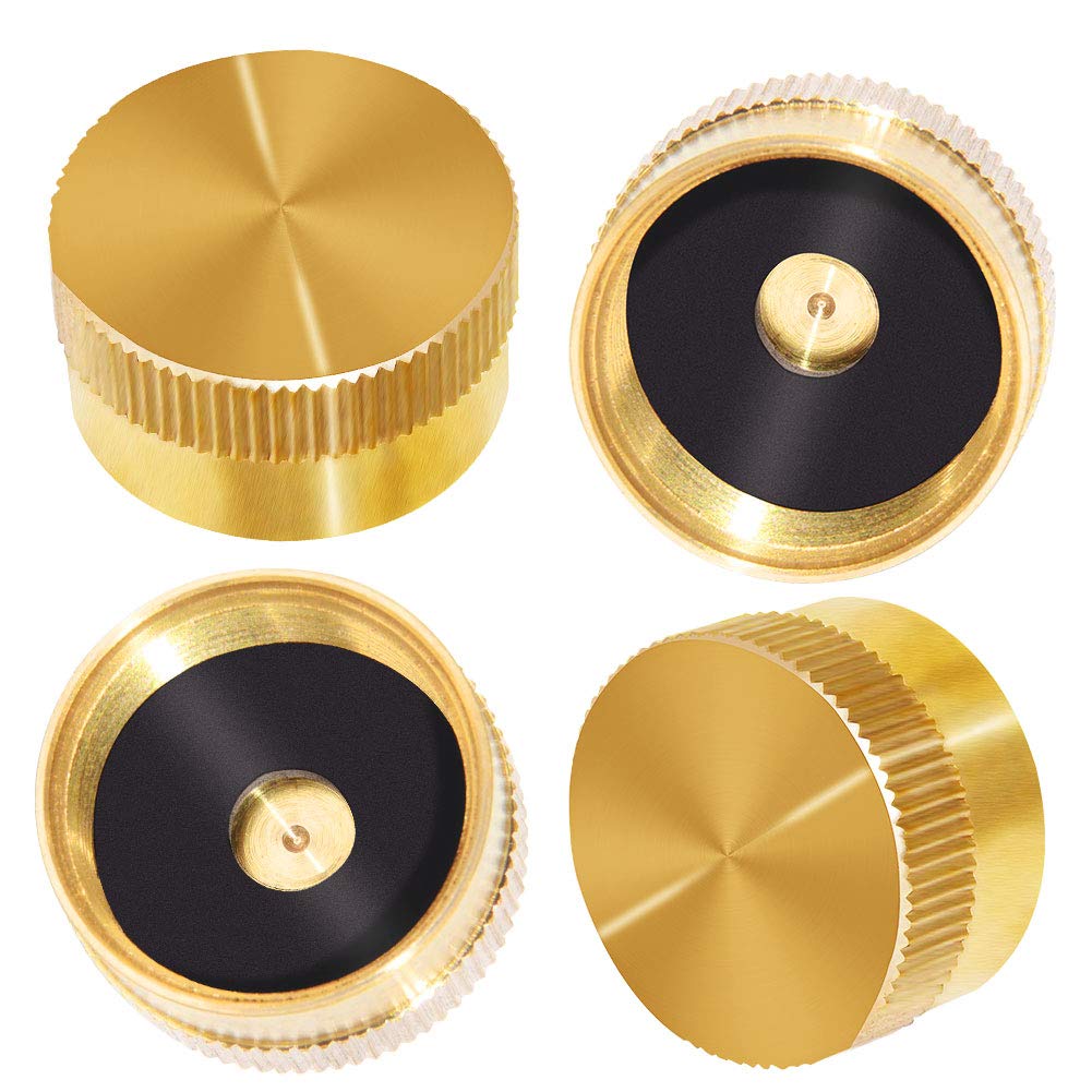 Joywayus 4Pcs Solid Brass Refill Propane Bottle Cap Universal For All 1 Lb Gas Tank Cylinder Sealed Protect Cap