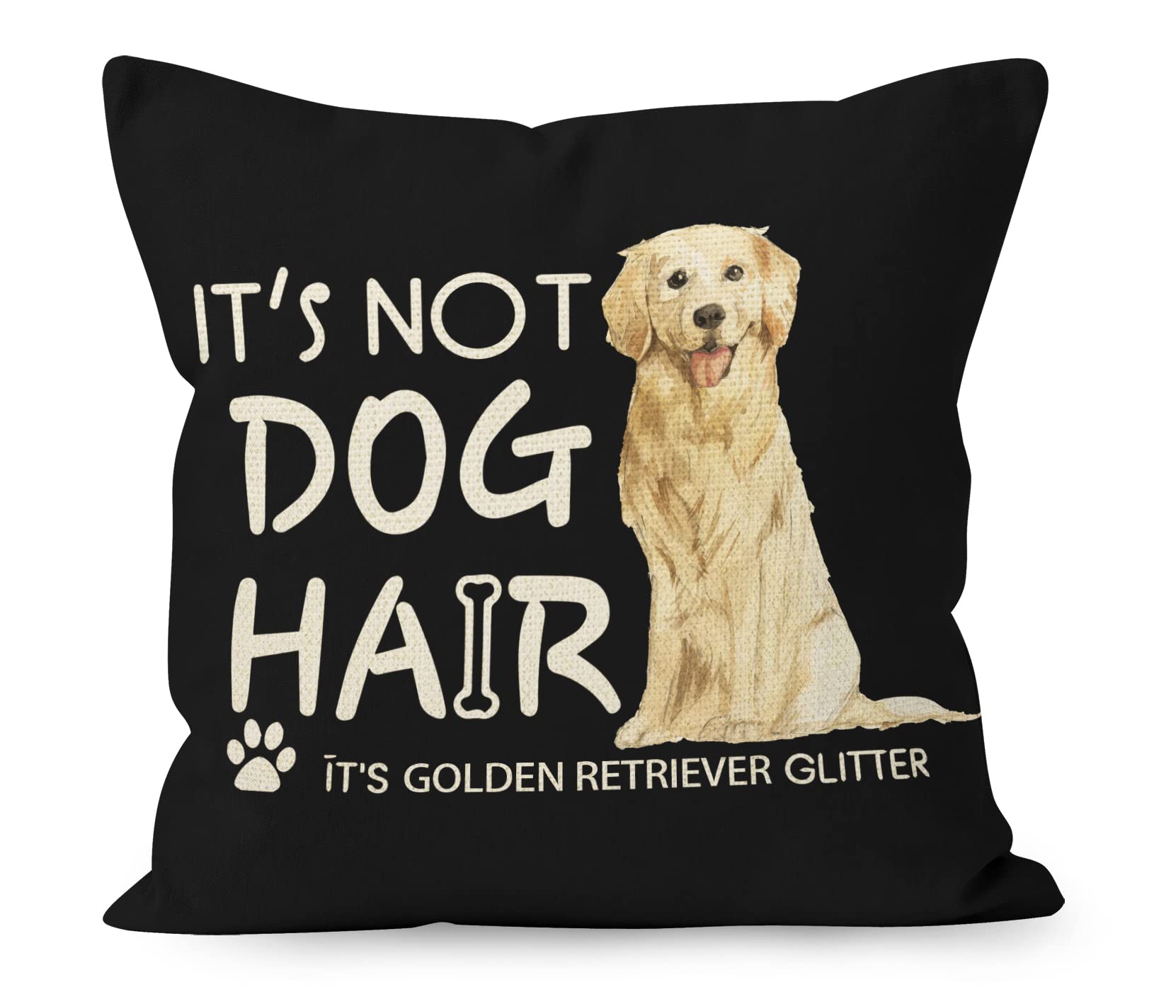 Liosei Funny Dog Quote Its Not Dog Hair Its Golden Retriever Glitter Watercolor Cotton Linen Throw Pillow Cover, Golden Retrieve