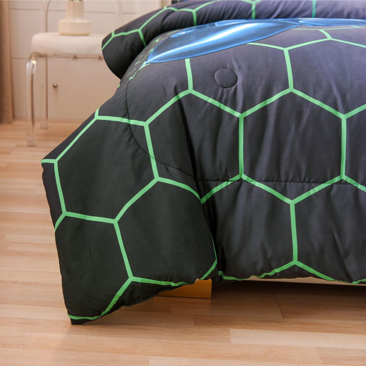 Ntbed Game Console Comforter Set For Boys Girls Kids Geometric Gaming Lightweight Microfiber Gamer Bedding Sets (Multi, Full 5Pc