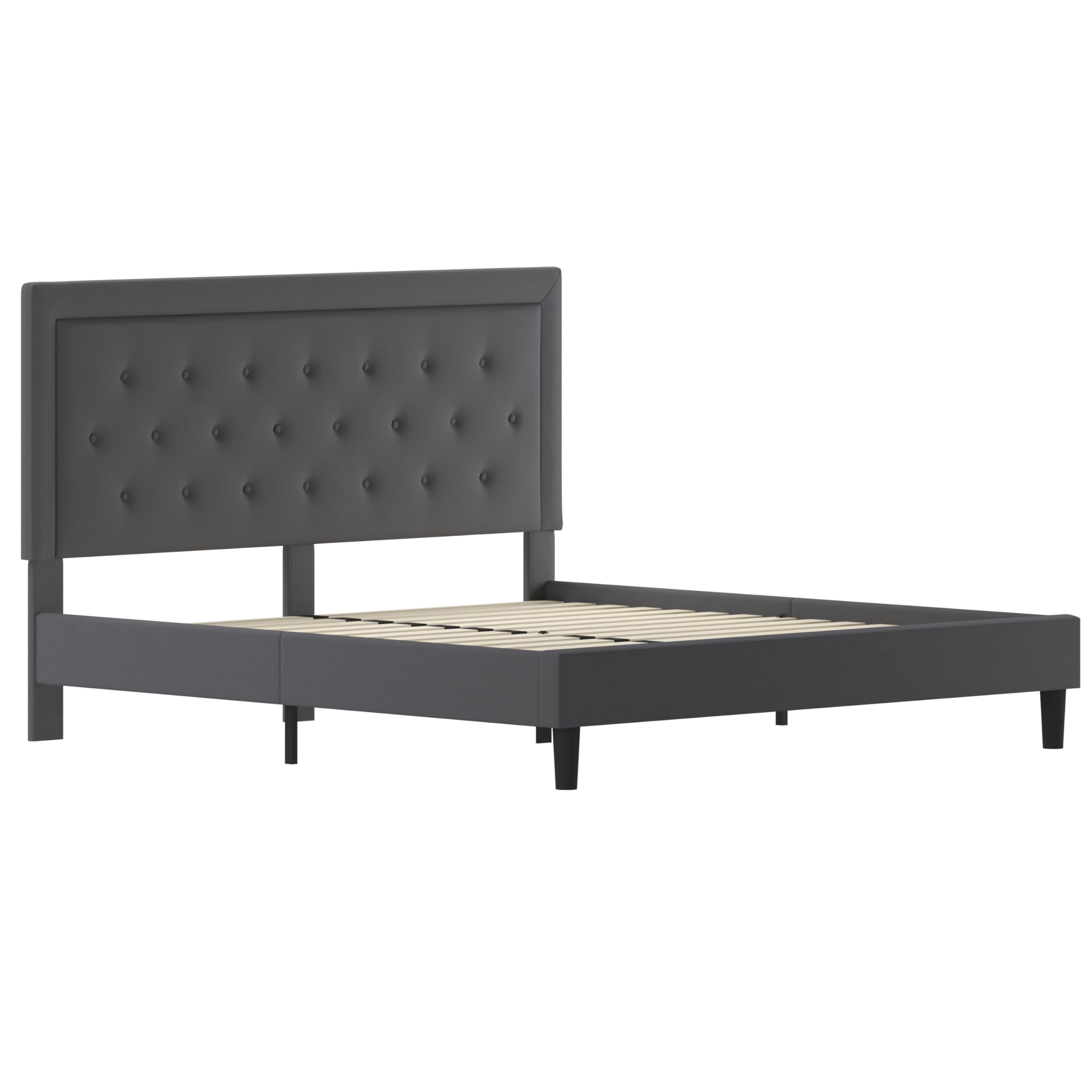 Flash Furniture Roxbury King Size Tufted Upholstered Platform Bed In Dark Gray Fabric