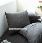 Simple&Opulence 100% Washed Linen Euro Shams Basic Style (26'' X 26'') - Pack Of 2 - Solid Color Pillow Shams Natural Flax Square Throw Pillow Covers - Dark Grey