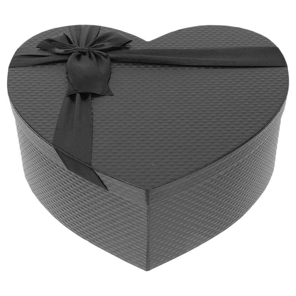 NUOBESTY Heart Shaped Box, Heart Box for Flowers Arrangements Empty Black with Lid for Valentine s Day, Mother s Day, Annivers