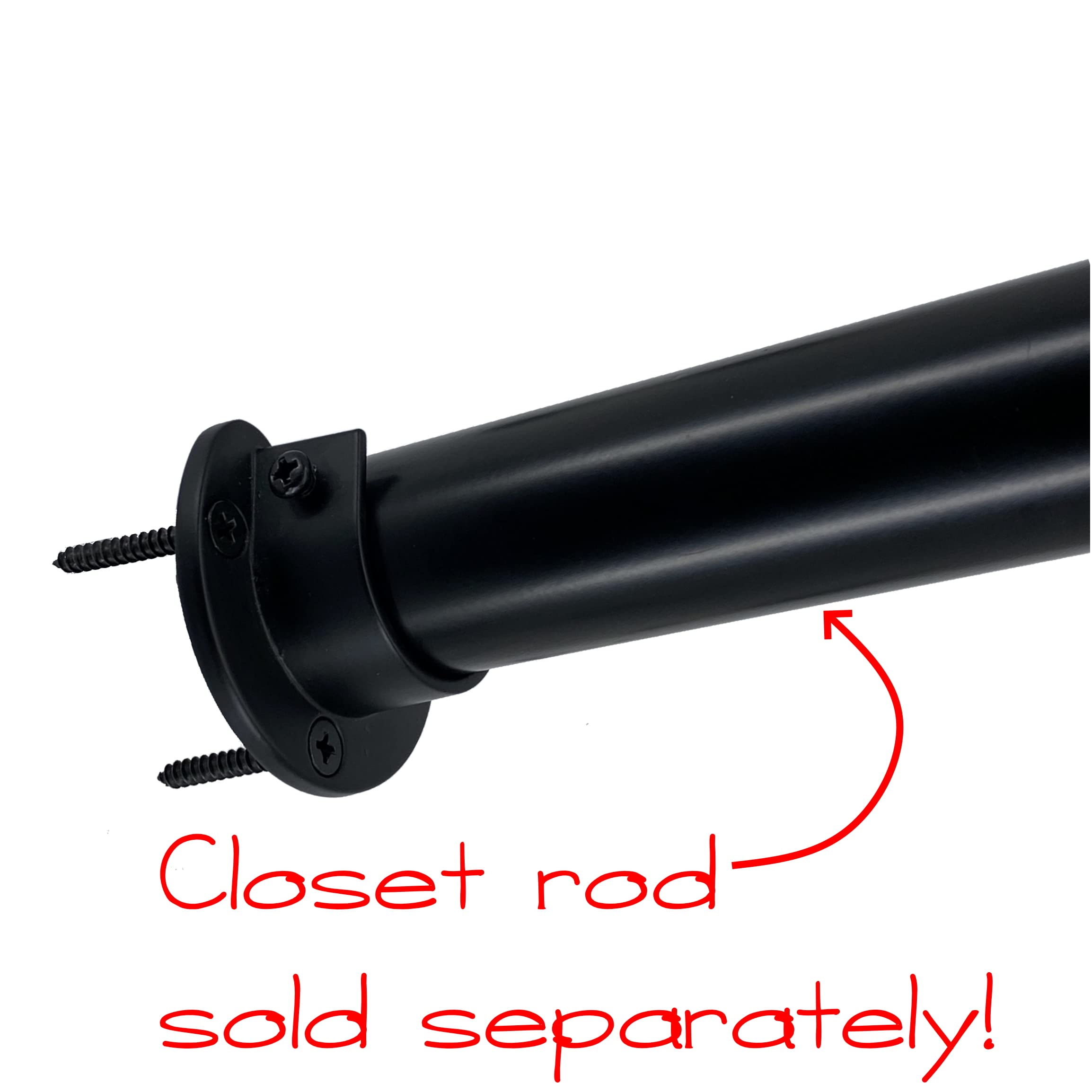 Desunia Closet Rod Support Flanges With Screw On Attachment | Heavy Duty Clothes Pole End Sockets For Wardrobes | Black | 2 Pack