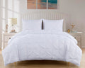 Chezmoi Collection Berlin 3-Piece Pintuck Pinch Pleat Comforter Set (King, White)