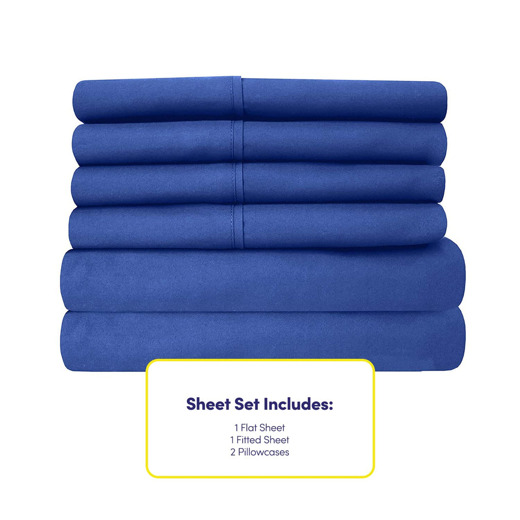 Twin Size Bed Sheets - 4 Piece 1500 Supreme Collection Fine Brushed Microfiber Deep Pocket Twin Sheet Set Bedding - 1 Extra Pillow Cases, Great Value, Twin, Royal Blue