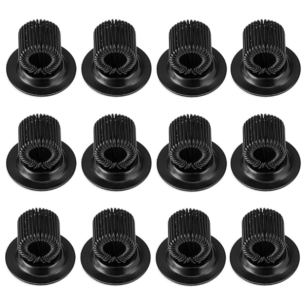 Btsky  12 Pack Black Plating Pen Holder Clips- Self Adhesive Pen Pencil Holder Pen Clip Holder With Adjustable Spring Loop Fit A