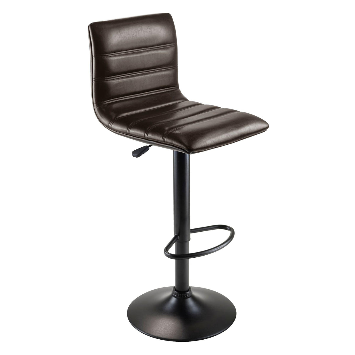 Winsome Holly Triple Stitch Faux Leather Airlift Adjustable Stool, Dark Espresso (93443)