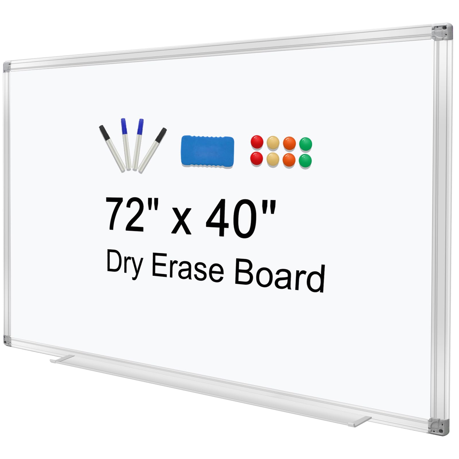 H-Qprobd Dry Erase Board For Wall 72'X40' Aluminum Presentation Magnetic Whiteboard With Long Pen Tray, Wall-Mounted White Boa