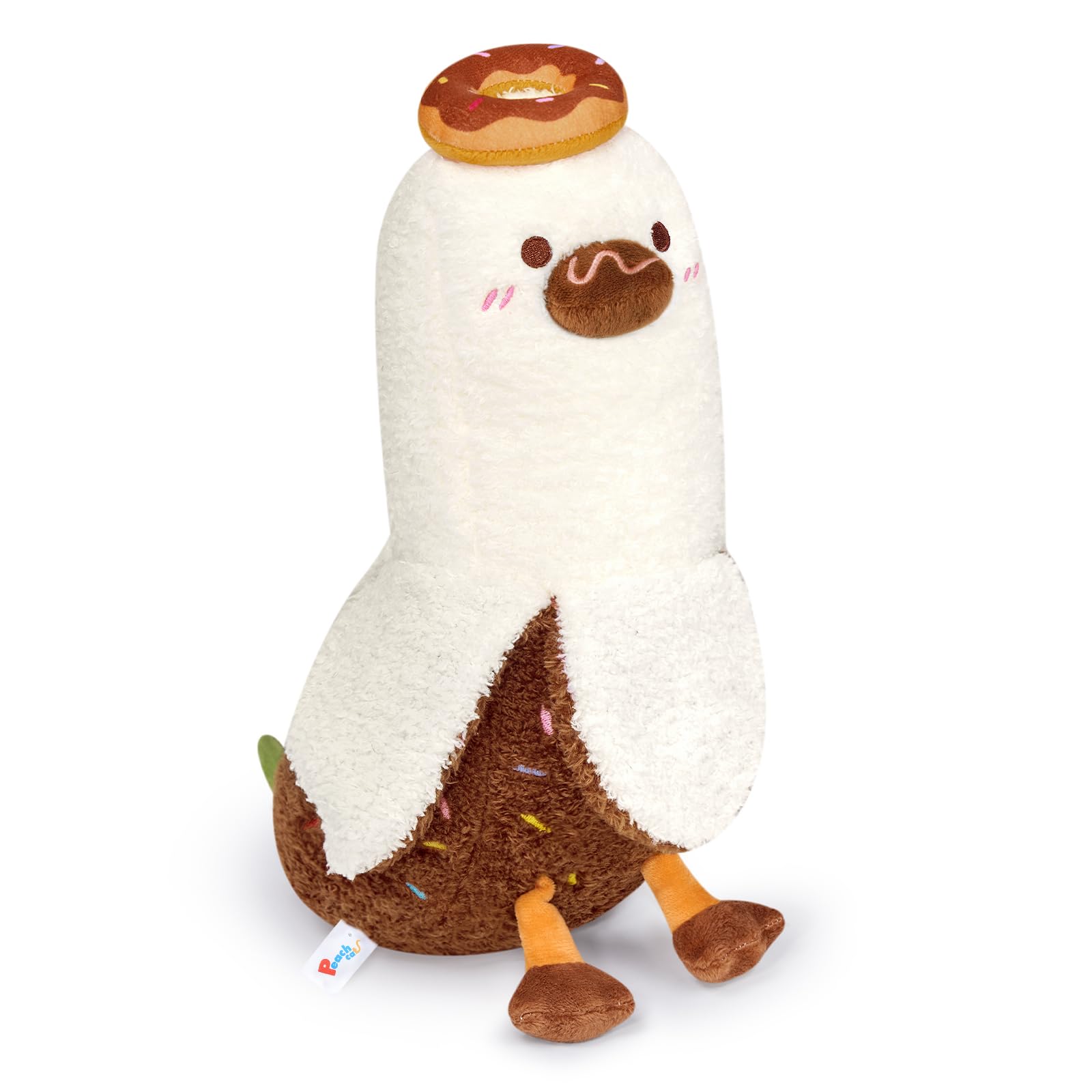 Peach Cat Donut Banana Duck Plush Pillow With Chocolate Body Doughnut Banana Duck Stuffed Animal Gift For Kids White And Brown 1