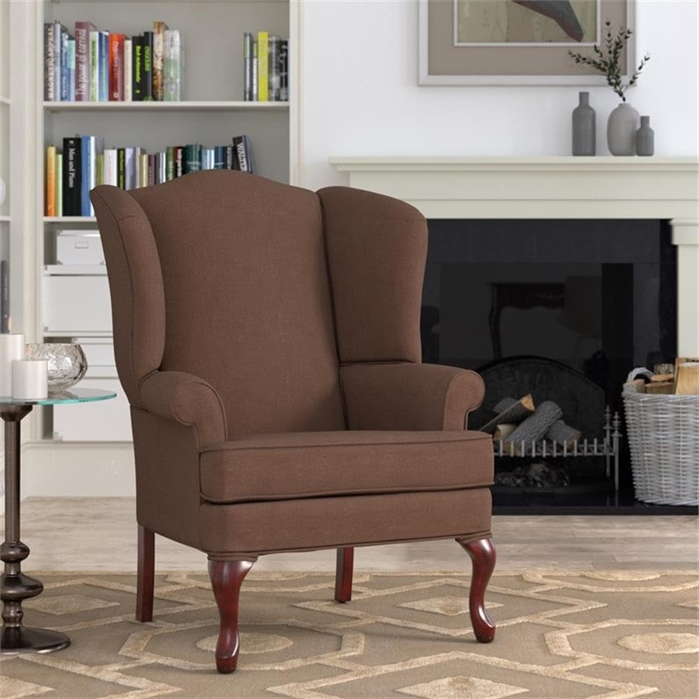 Comfort Pointe Erin Brown Fabric Traditional Wing Back Accent Chair