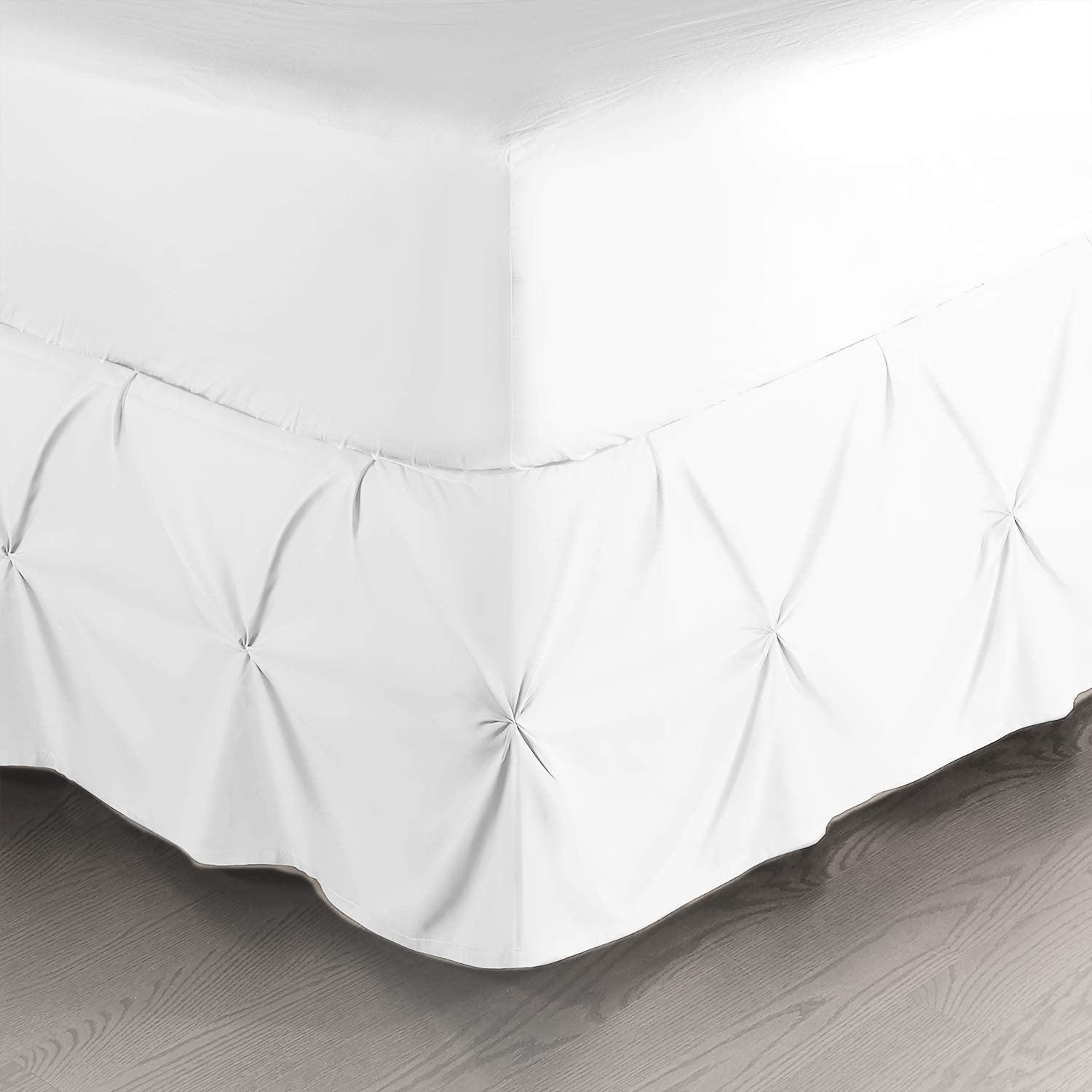 Nestl White Bed Skirt King Size, Pinch Pleat King Bed Skirt, 14 ' Inch Drop King Bedskirt, Hotel Quality White Bed Skirts, Prem