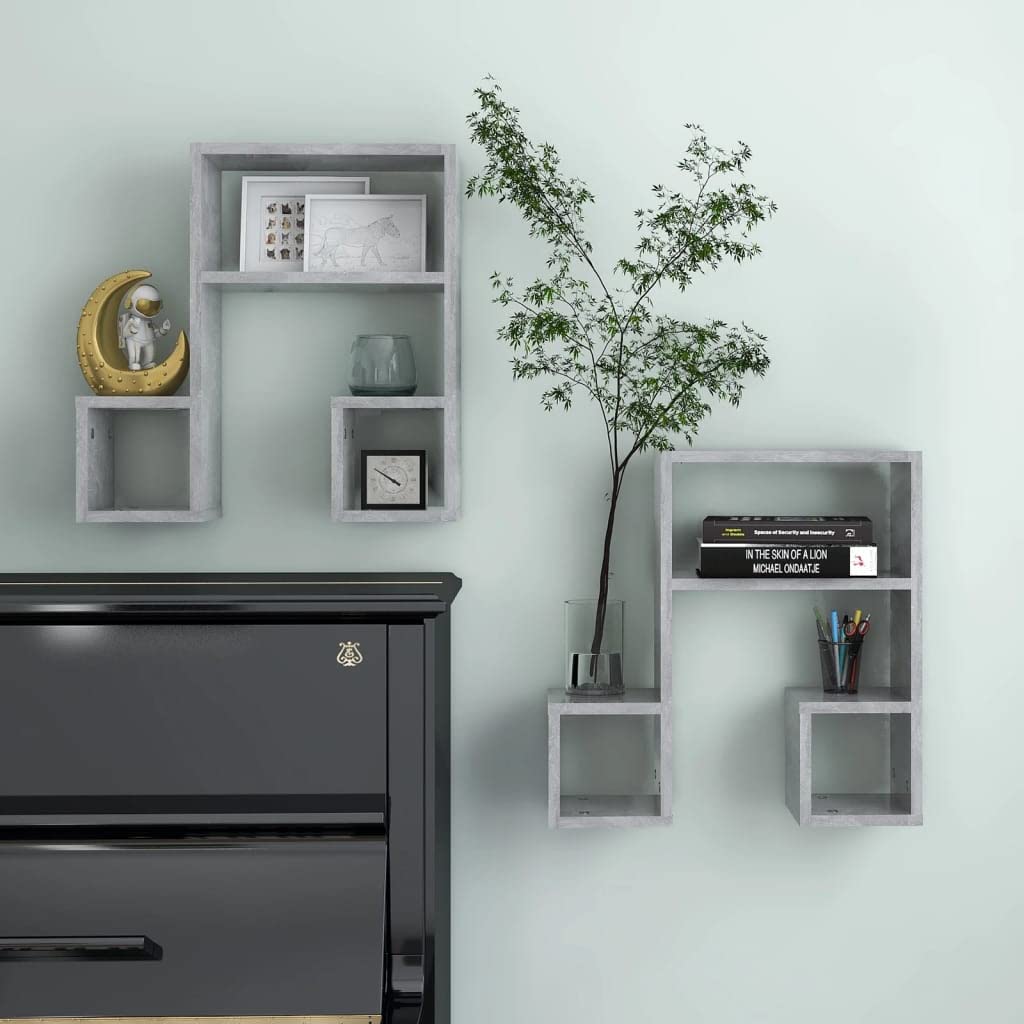 vidaXL Wall Shelves 2 pcs Concrete Gray