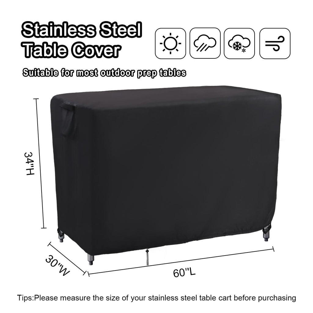 Kingling Outdoor Prep Table Cover, Waterproof Stainless Steel Table Cover Metal Table Cover Protection For Patio Kitchen Prep/Work Table - 60''L X 30''W X 34''H