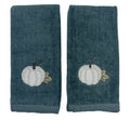 Serafina Home Decorative Fall Harvest Hand Fingertip Towels: Harvest Grey Pumkin on Grey Plush Soft Cotton, Set of 2 12 x 18 Inc