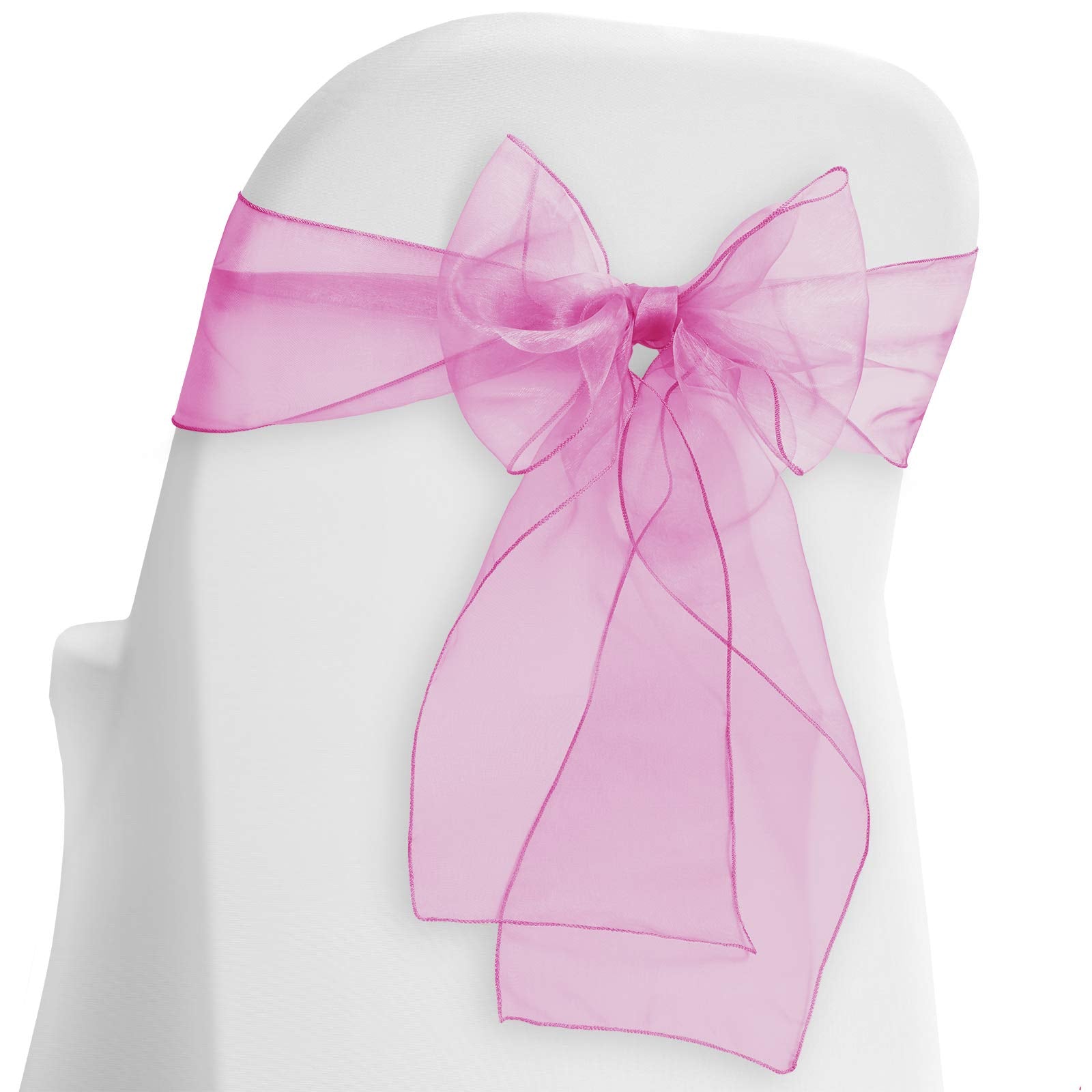 Lann'S Linens - 10 Elegant Organza Wedding/Party Chair Cover Sashes/Bows - Ribbon Tie Back Sash - Fuchsia