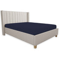 Navy 100% Cotton Fitted Sheet Queen Size, Cool & Crisp Percale Weave Queen Bed Sheets Fitted Only, Highly Breathable & Comfortab