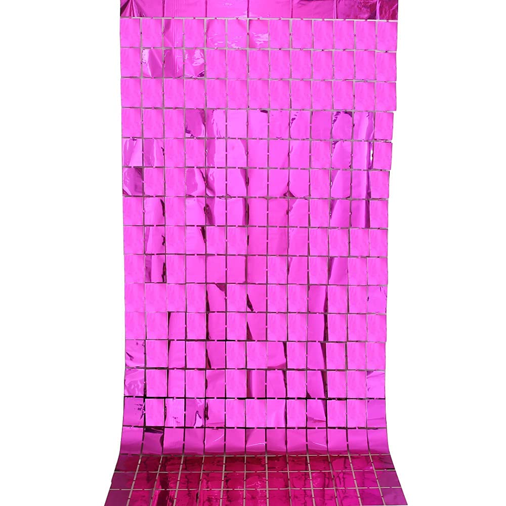 Atpata Funky Foil Box Curtains for Party Wall Backdrop or Doorway Decorations (Lush Pink)