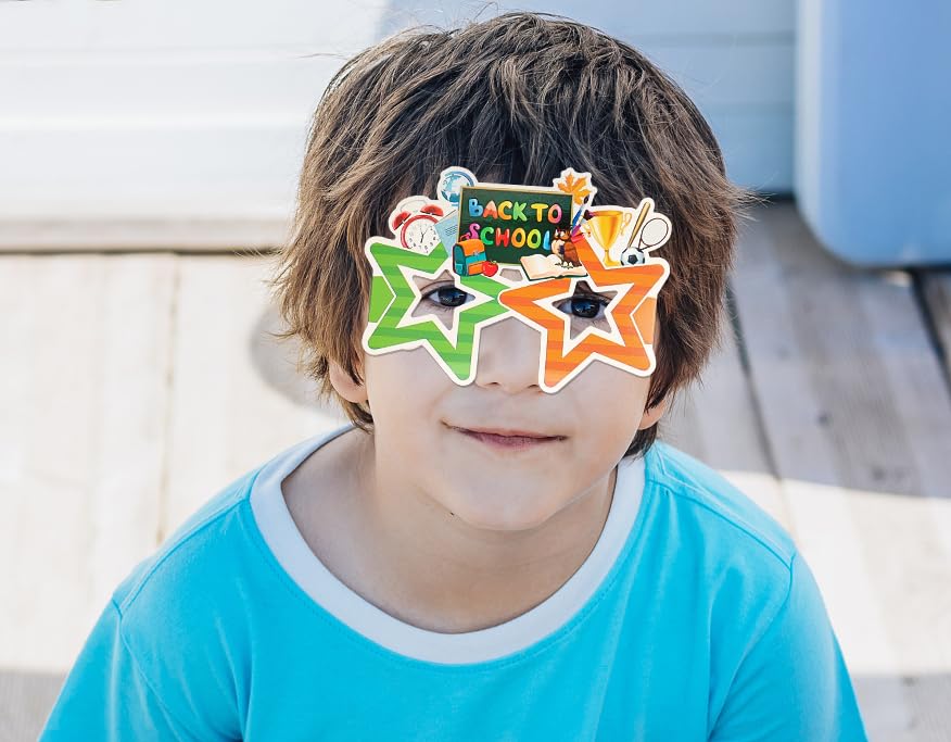 12 Pcs Back To School Photo Props For Kids First Day Of School, Colorful Gnomes Paper Eyeglasses Frame Back To School Party Favo