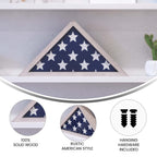 Flash Furniture Sheehan Memorial Flag Display Case - Whitewashed Solid Wood Military Flag Display Case For 9.5 X 5 American Veteran Flag