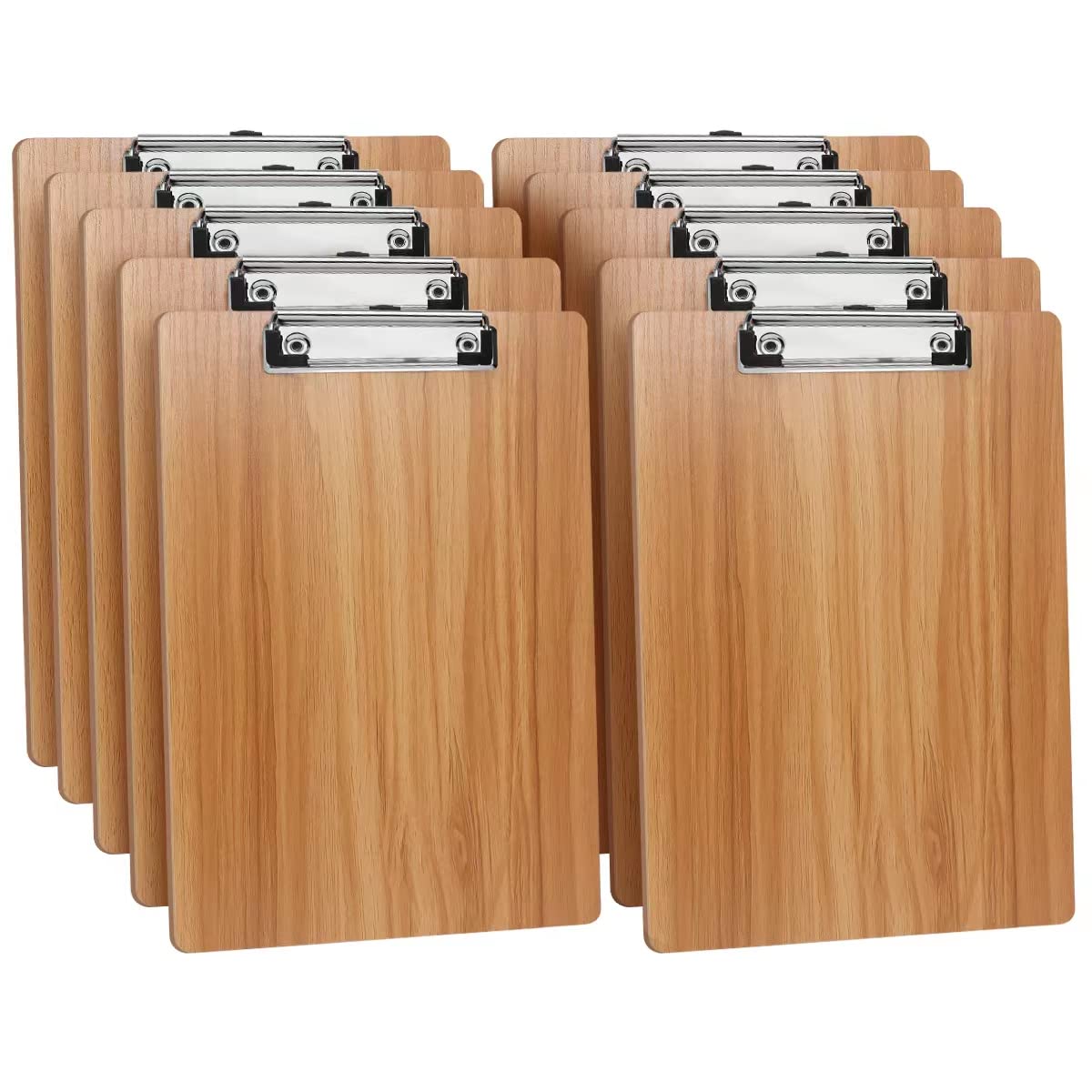 Huajie 10 Pack Clipboards,Wooden Clipboards Hardboard With Low Profile Clip,Standard A4 Letter Size Wood Clip Boards For Office,
