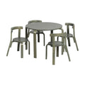 ECR4Kids Bentwood Round Table and Curved Back Chair Set, Kids Furniture, Grey Wash, 5-Piece