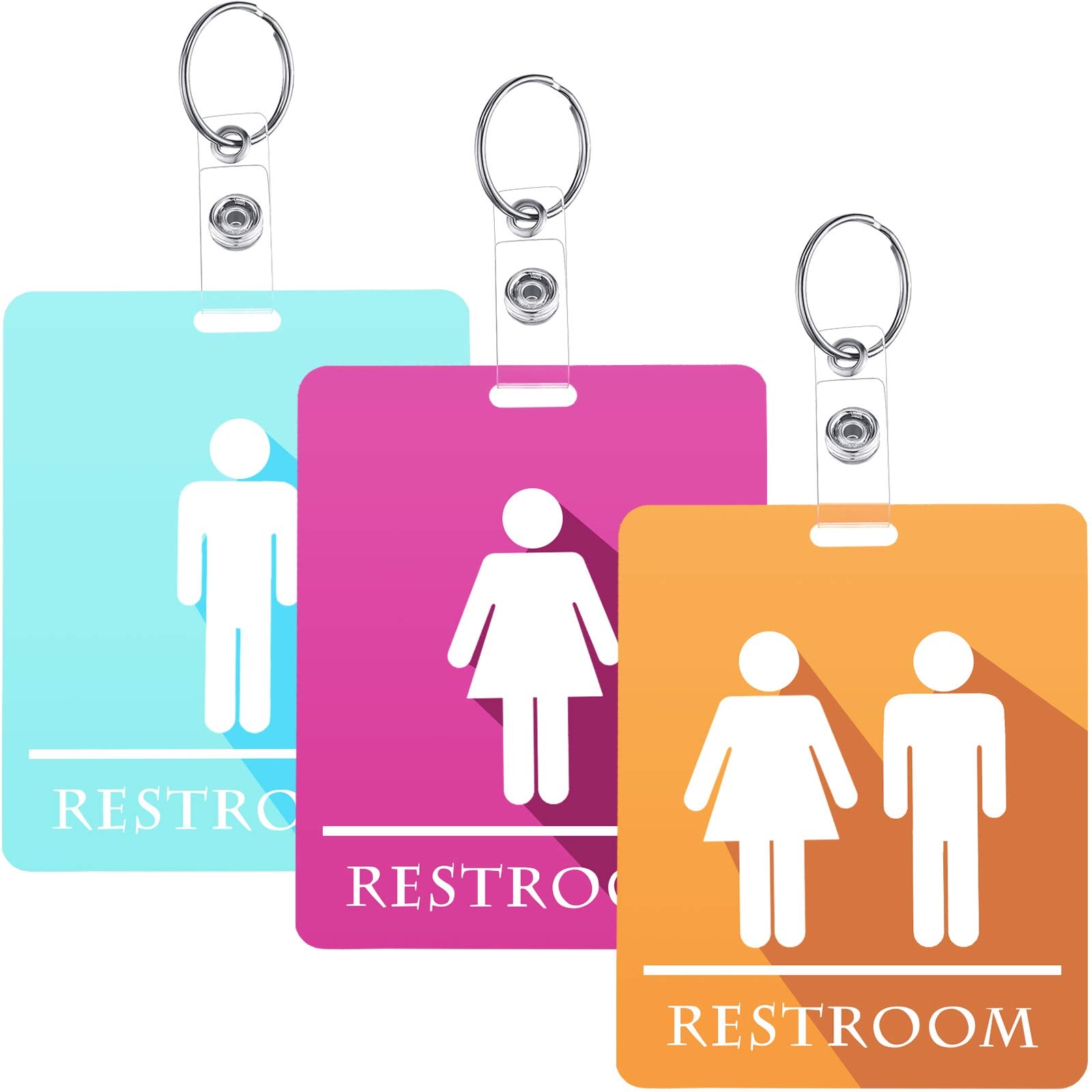 Outus Bathroom Pass Restroom Pass Keychain Restroom Keychain With Key Holder For Restaurant Toilet Office School Classroom(3 Pie