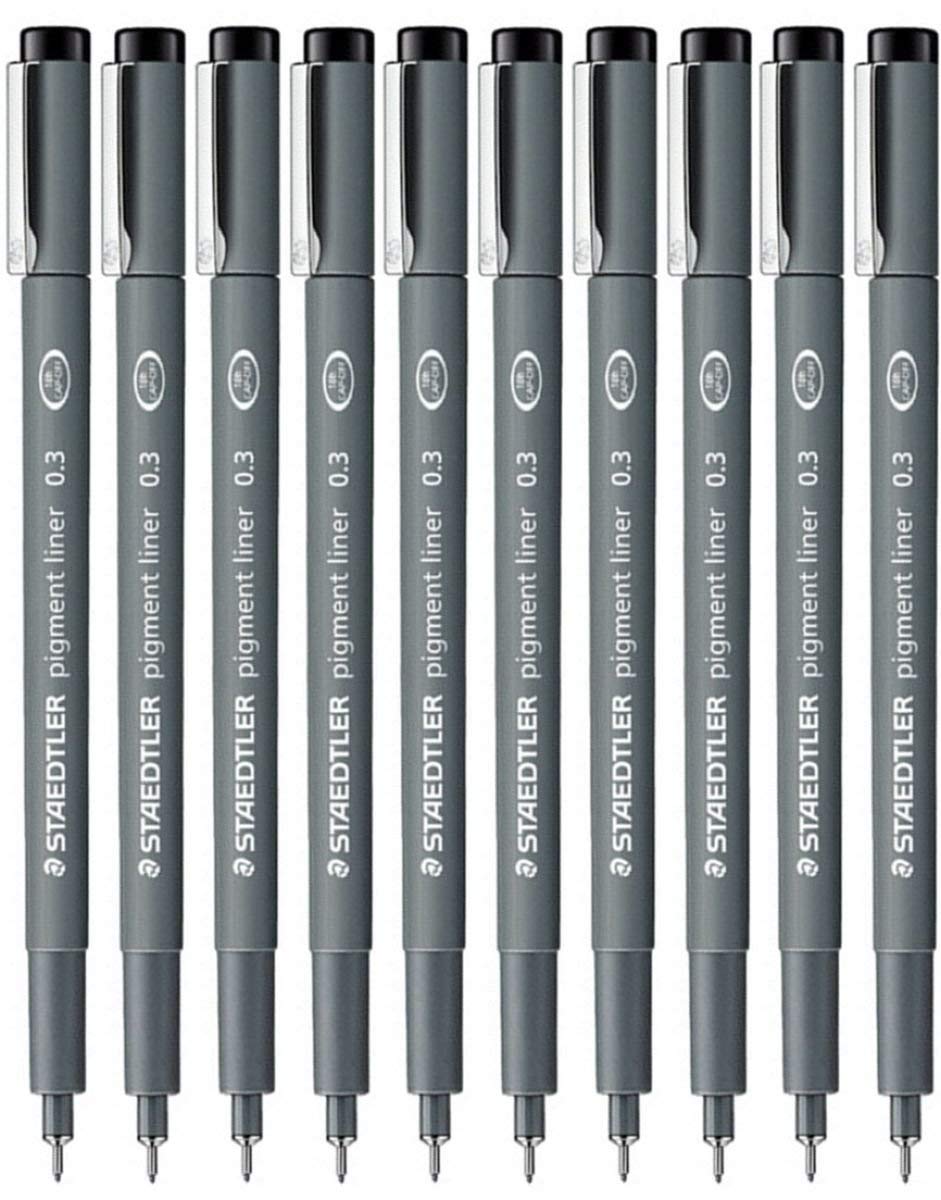 Staedtler Staedtler 0.3 Mm Pigment Liner Fineliner Sketching Drawing Drafting Pens Pack Of 10