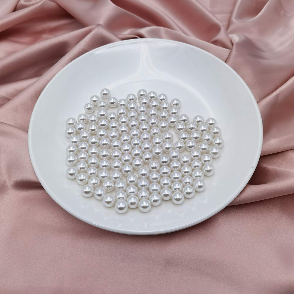 Inspirelle 580Pcs White Undrilled Abs Art Faux Pearls For Vase Fillers, 10Mm No Hole Makeup Beads To Hold Brush Eyeliner, Imitat