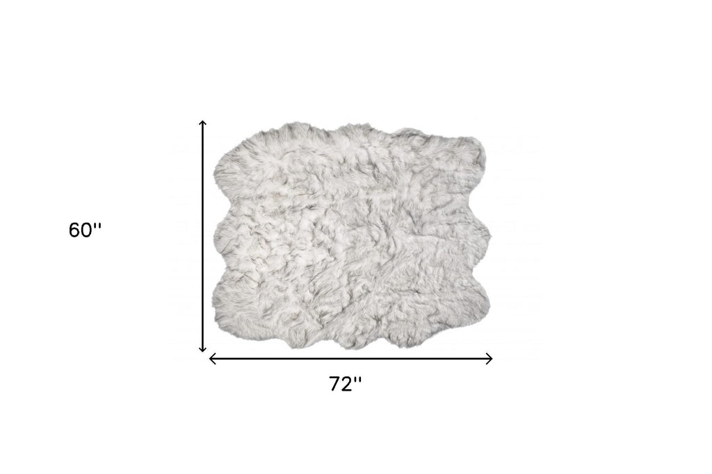HomeRoots 5' X 6' Grey Ombre Faux Sheepskin Non Skid Area Rug