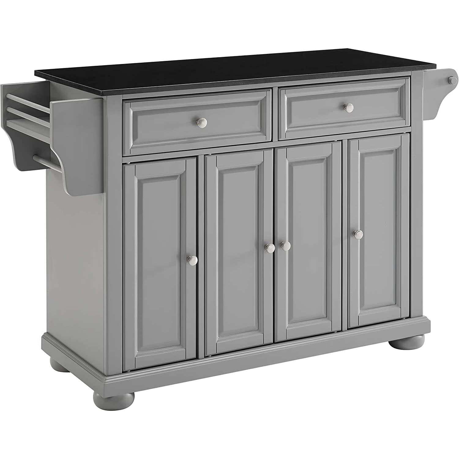 crosley Furniture Alexandria Kitchen Island with Solid Black granite Top, Vintage grey