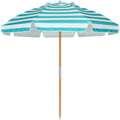 Ammsun 7.5Ft Heavy Duty High Wind Beach Umbrella Commercial Grade Patio Beach Umbrella With Air Vent Ash Wood Pole & Carry Bag G