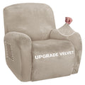 Znsayotx Stretch Velvet Recliner Covers 4-Pieces, Thicker Soft Plush Recliner Chair Slipcover With Side Pockets, Washable Luxury
