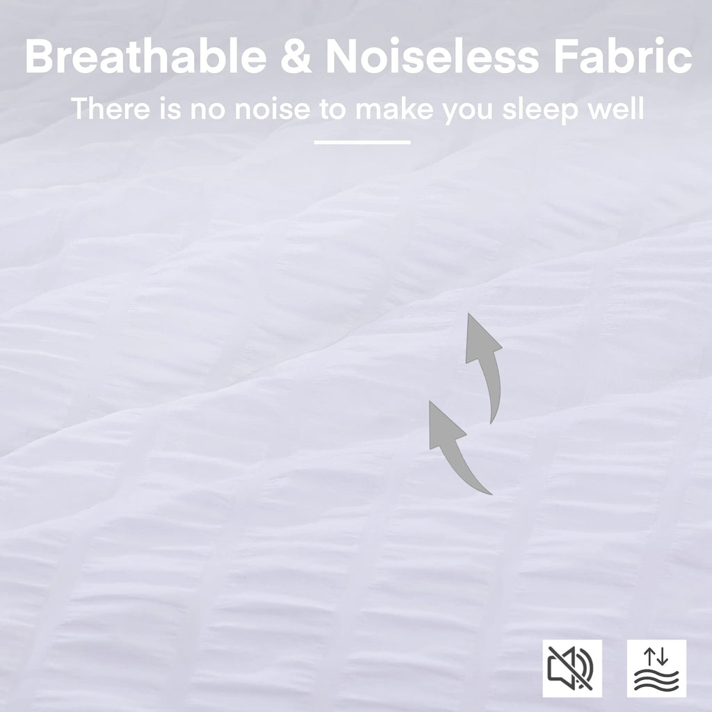 Avelom Seersucker Comforter Set - Full Size, 80X90 Inches, White, 3 Pieces, Unisex