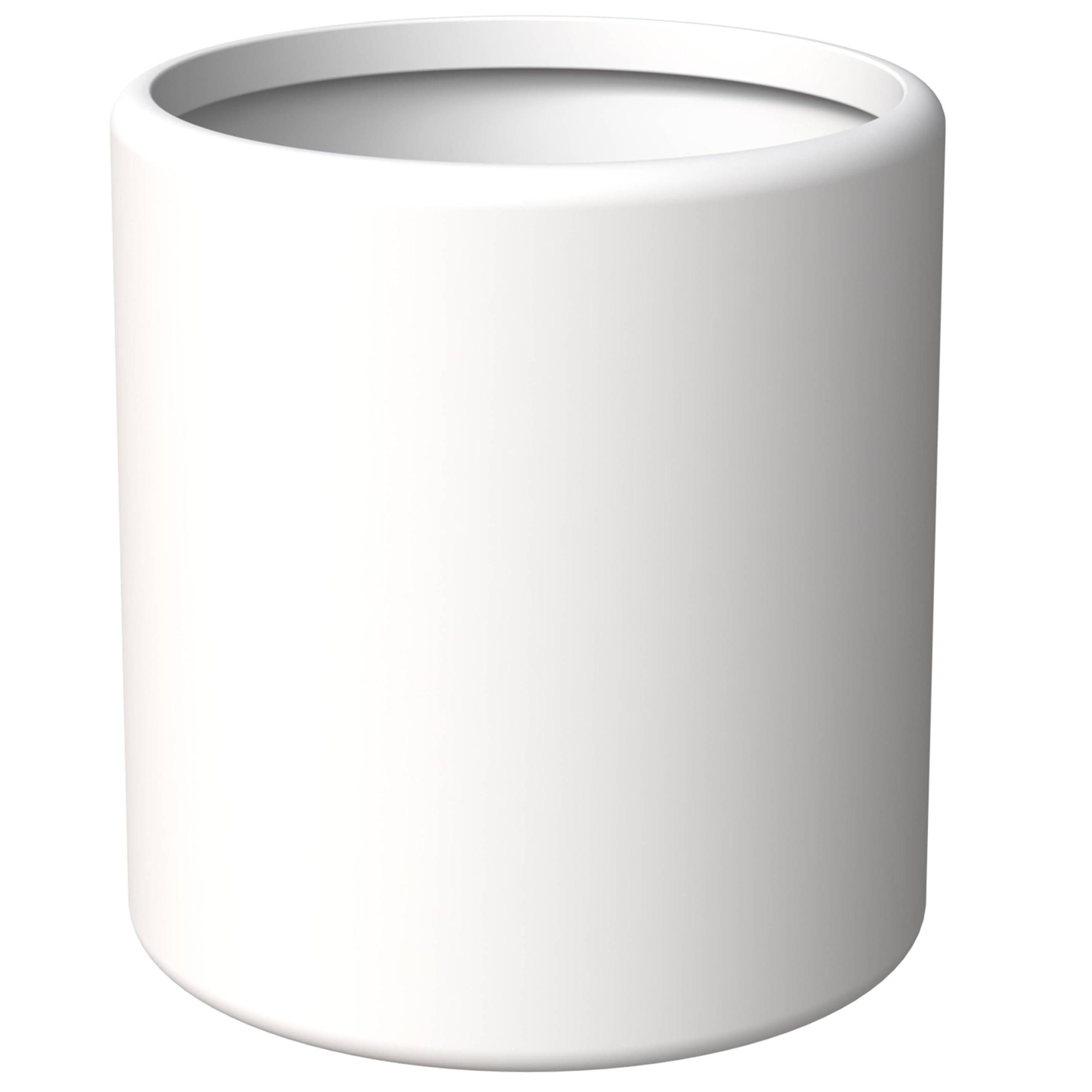 Tundra Series Poly Stone cylindrical Shape Planter in White 28 Dia, 30 High