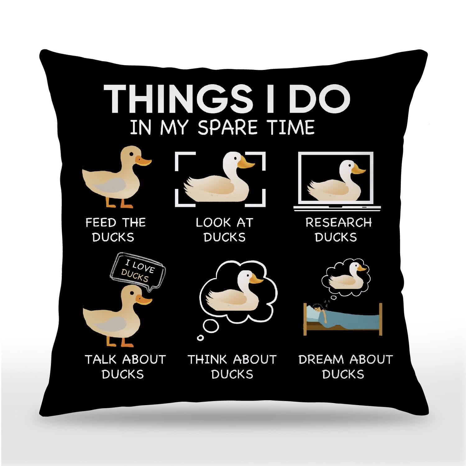 Udinaz Duck Pillow Covers 18X18,Things I Do In My Spare Time Duck Decor For Bedroom Living Room Home,Duck Gifts For Duck Lovers
