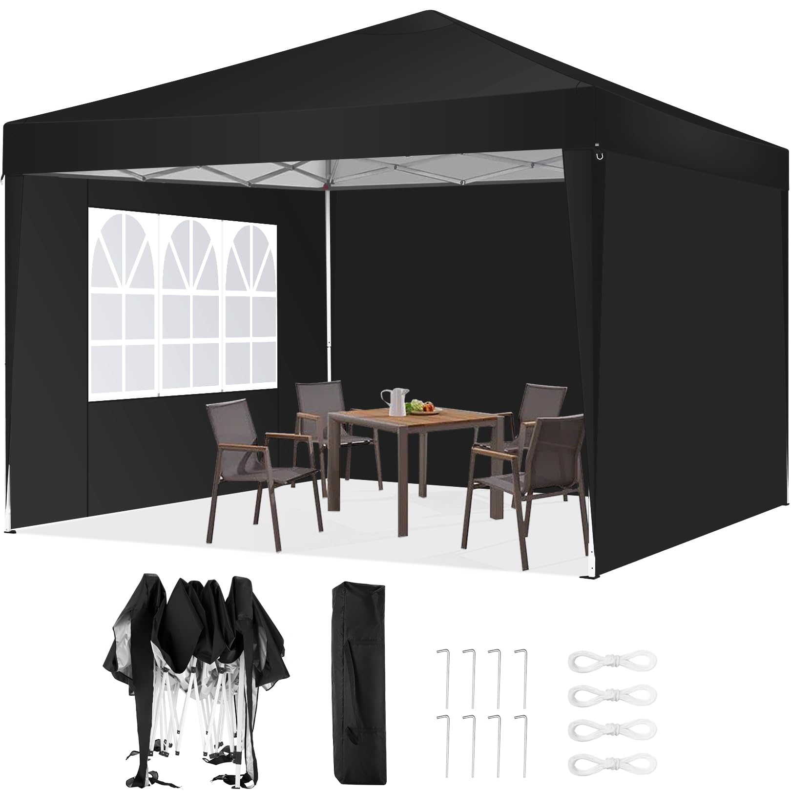Tooluck 10X10 Pop Up Canopy Tent With 3 Sidewalls Waterproof Outdoor Party Tent Canopy Tents For Parties Camping Commercial Even