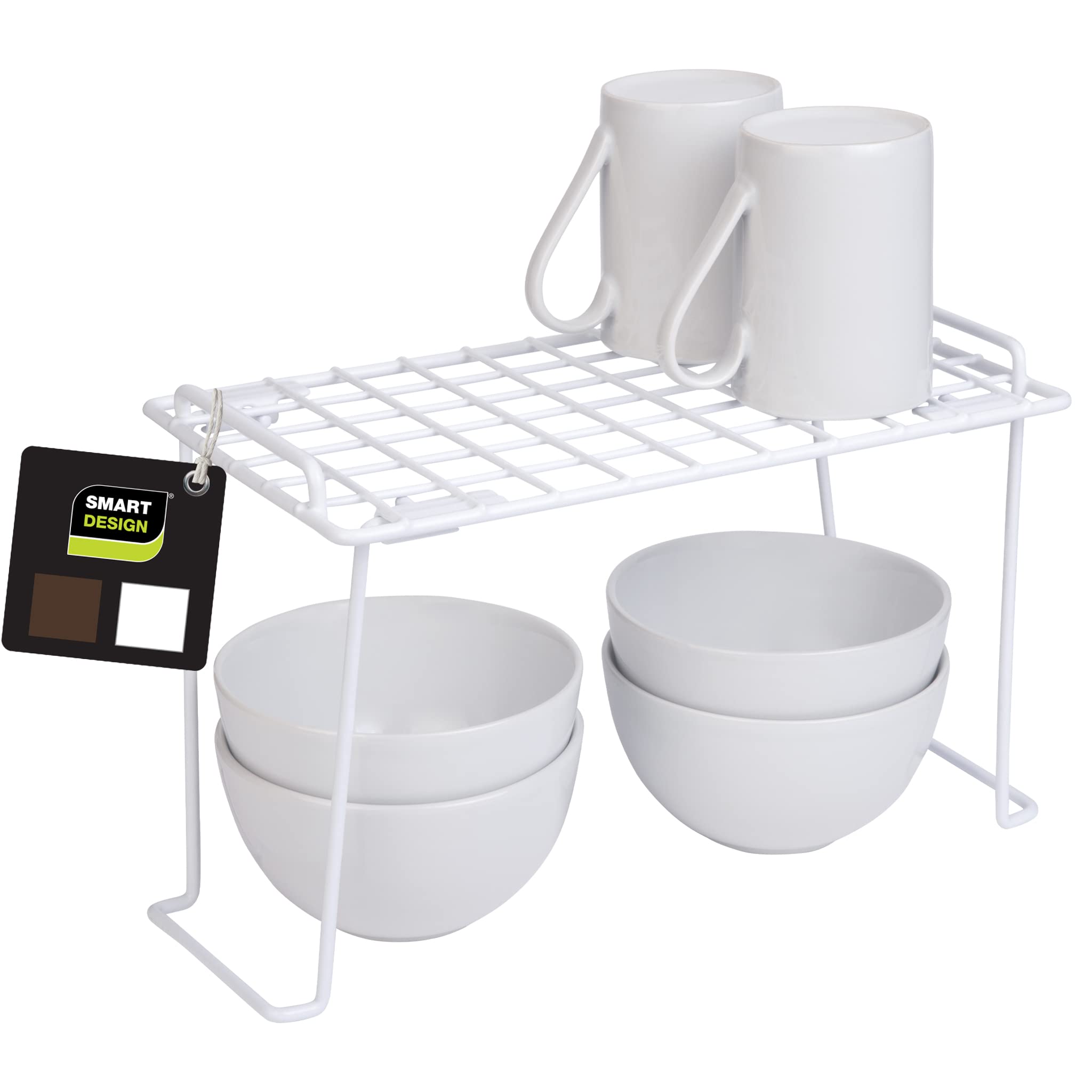 Smart Design Stacking Cabinet Shelf Rack - Small (12 x 7 Inch) - Steel Metal Wire - Cupboard, Plate, Dish, Counter & Pantry Orga