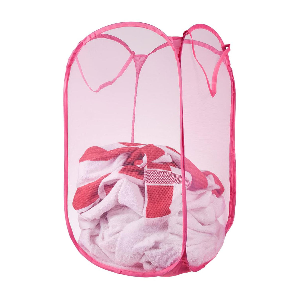 Kuber Industries Nylon Mesh Laundry Basket|Foldable Laundry Bag|Netted Lightweight Laundry Organizer|Reinforced Handle With Stur