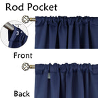Bgment Rod Pocket And Back Tab Blackout Curtains For Bedroom - Thermal Insulated Room Darkening Curtains For Living Room, 2 Window Curtain Panels (38 X 84 Inch, Navy Blue)