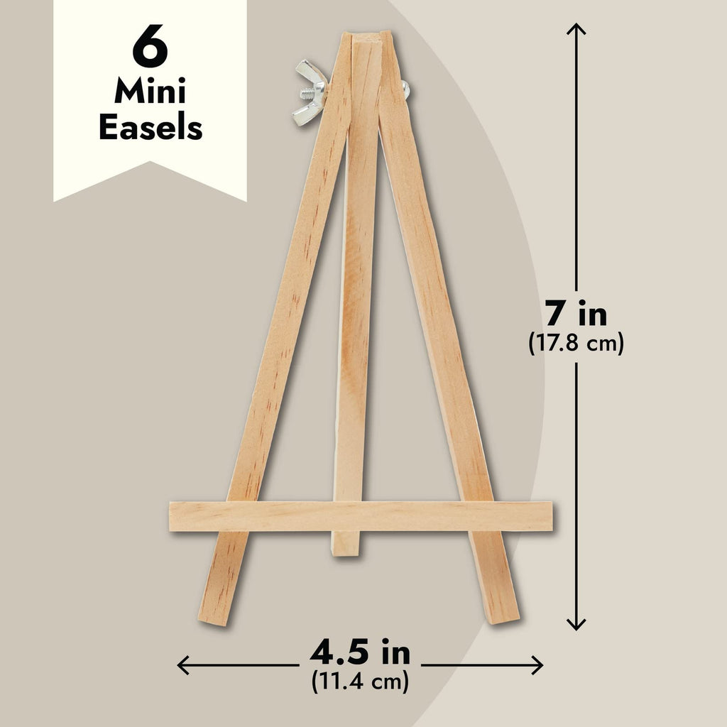 Juvale 6-Pack Wooden Easel, Mini Easel Stands And Place Card Holders For Table Top Artwork Display, Invitations, Photos, Party F