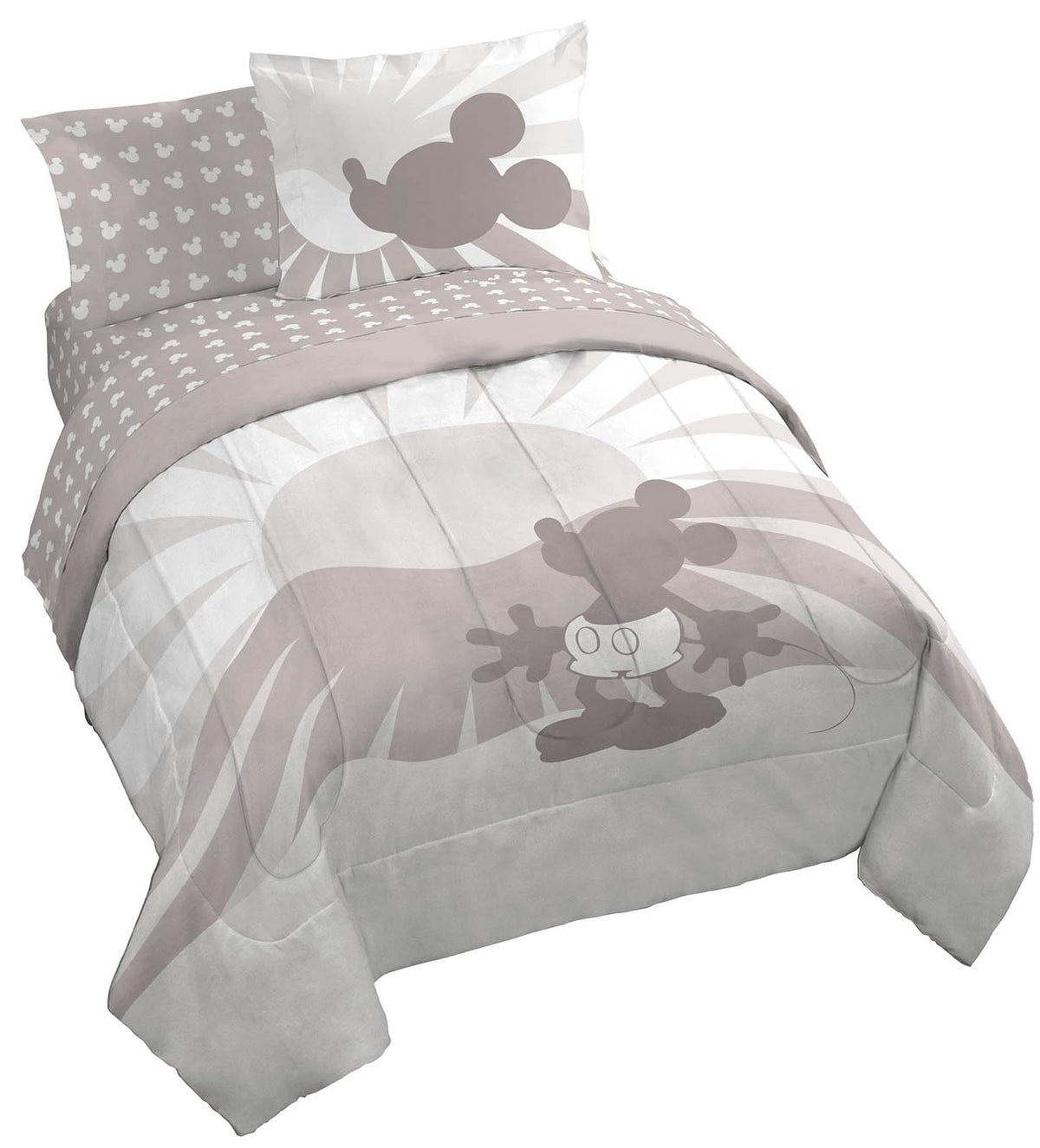 Jay Franco Disney Mickey Mouse Queen Size Comforter Set - 7 Piece Bedding Includes Sheet Set & Pillow Covers - Super Soft Cozy B